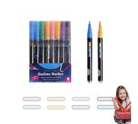 Double Line Outline Pens - Drawing Overview Double Line Pens Marker | Self Outline Marks Line Pen for DIY Art Crafts, Greeting Cards