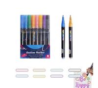 Double Line Pen Journal Pens,Glitter Double Line Self-Outline Marker Pen | Glitter Outline Pens Writing Drawing for Journal, Greeting Cards, Drawing