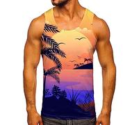 Double Lined Tank Top Moisture Wicking Printed Graphic Lightweight Summer Casual Loose Fit Party Streetwear Holiday Classic Vest Spaghetti Strap Tank Top Orange