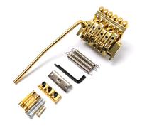 Double Locking Tremolo Bridge System Compatible with Floyd Rose Style Electric Guitar, Floating Locking Tremolo Bridge Kit with Locking Nut, Replacement Guitar Hardware (Gold)