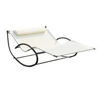 OUTSUNNY Hammock Chair Sun Bed Rock Seat w/ Metal Texteline W/ Pillow in Beige Outsunny Beige