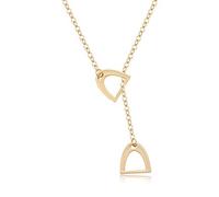 Double Luck Horseshoe Pendant Necklace for Women - Silver with Cubic Zirconia
