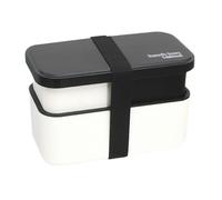 Double Lunch B Ox for Adult, Large 2-Tier Capacity, 19.6x10.8x12.4cm, Cream Stackable Lunch Box, Double Premium Ben to Box Adult, Leak-Proof and Secure, for Work, School, College, Picnics
