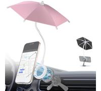 Double Magnetic Car Phone Umbrella,UPF 45+ Magnet Cellphone Sun Shade Shield with 360°Adjustable&Anti-UV Coating,Phone Umbrella for Magsafe Car Mount & Smartphone for Driving Anti-Glare PINK