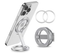 Double Magnetic Phone Grip Holder for MagSafe, Portable Phone Stand for Gym Removable Magnetic Ring Kickstand for iPhone 16e 16 15 14 13 12 Pro Max Plus Series MagSafe Case, Attach to Any Iron Surface