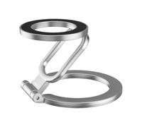 Double Magnetic Ring Phone Holder - Folding Double-Sided Magnet Mount | Compact Alloy Grip with Rotatable Ring Stand Metal Build with Anti Scratch Desktop Mobile Holder for Home Office Gym
