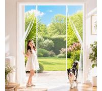 Double Magnetic Screen Door White 135x230cm Install and Remove Easily Whenever You Need Perfect for Home Entrance & Patio