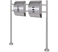 Double Mailbox on Stand Stainless Steel