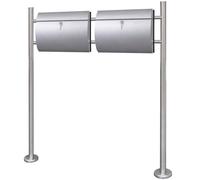 Double Mailbox on Stand Stainless Steel