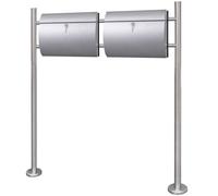 Double Mailbox on Stand Stainless Steel Berkfield Home Silver One Size