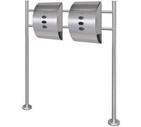Double Mailbox on Stand Stainless Steel Berkfield Home Silver One Size