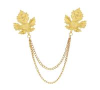 Double Maple Leaf Brooch Pin for Women and Men - Refined Silver & Gold-Toned Stylish Accessory with Tassel Chain for Autumn and Fall Events(Gold)