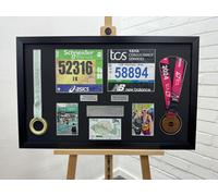 Double Marathon Medal Display Frame: London/paris 2024, Diy Bib & Photo - Gold Frame/white Mount