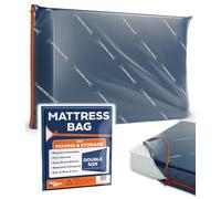 Double Mattress Bag for Moving House and Storage with Zip Cover, 4ft 6 | Heavy Duty 4 Mil Opaque Plastic Cover, Resealable Waterproof Protector, Tearproof, Long Term Loft and Garage