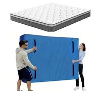 Double Mattress Cover for Moving & Storage - Heavy Duty Waterproof Mattress Bag for Moving, Tarp Plastic Mattress Cover with 8 Handles and Zipper - Reusable, Dustproof & Tearproof (196×145×38cm)
