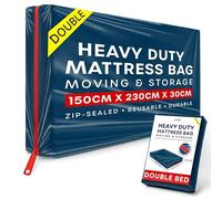 Double Mattress Storage Bag with Zipper - 1 Pack Blue Waterproof Mattress Cover for Moving - Mattress Bag to Protect Beds from Stains, Dust, and Pest Damage - Plastic Mattress Cover