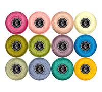 Double Mercerized Egyptian Long Staple Cotton Pearl Thread Ball 10 Grams Rainbow Color 12 Colors per Box for Crochet Hardanger Kniting Hand Sewing,Warm Earth PastelPalette