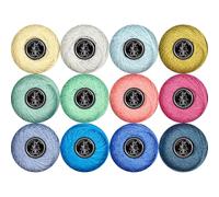 Double Mercerized Egyptian Long Staple Cotton Pearl Thread Ball 10 Grams Rainbow Color 12 Colors per Box for Crochet Hardanger Kniting Hand Sewing,Classic Royal BluePalette