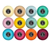 Double Mercerized Egyptian Long Staple Cotton Pearl Thread Ball 10 Grams Rainbow Color 12 Colors per Box for Crochet Hardanger Kniting Hand Sewing,Citrus Pop PrimaryPalette