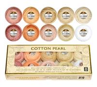 Double Mercerized Egyptian Long Staple Cotton Pearl Thread Ball 10 Grams Rainbow Color Embroidery Thread 10 Colors per Box for Crochet Hardanger Cross Stitch Hand Embroidery,Light Flesh Color Series