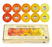 Double Mercerized Egyptian Long Staple Cotton Pearl Thread Ball 10 Grams Rainbow Color Embroidery Thread 10 Colors per Box for Crochet Hardanger Cross Stitch Hand Embroidery,Orange Series