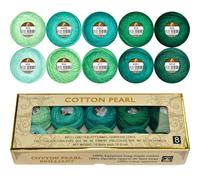 Double Mercerized Egyptian Long Staple Cotton Pearl Thread Ball 10 Grams Rainbow Color Embroidery Thread 10 Colors per Box for Crochet Hardanger Cross Stitch Hand Embroidery,cayon Series