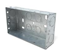 Double Metal Back Box 35mm Depth Steel Electrical Pattress Wall Box Flush-Mount Housing for Double Sockets & Switches With Earth Terminal (1)