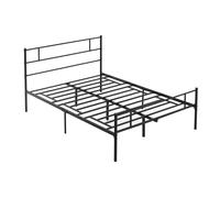 Double Metal Bed Frame Solid Bedstead Base with Headboard and Footboard