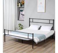 HOMCOM Double Metal Bed Frame w/ Headboard & Footboard, Underbed