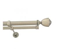 Double Metal Curtain Pole 25/19mm With Finials Rod Classic Brackets Avanti 350cm Antique Brass
