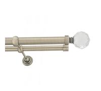 Double Metal Curtain Pole 25/19mm With Finials Rod Classic Brackets Beluna 230cm Antique Brass