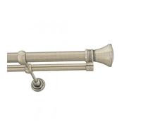 Double Metal Curtain Pole 25/19mm With Finials Rod Classic Brackets Liberty 350cm Antique Brass