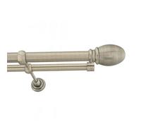Double Metal Curtain Pole 25/19mm With Finials Rod Classic Brackets Oval 290cm Antique Brass