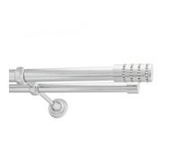 Double Metal Curtain Pole 25/19mm With Finials Rod Classic Brackets Roseti 195cm Chrome