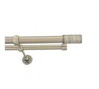 Double Metal Curtain Pole 25/19mm With Finials Rod Classic Brackets Roseti 390cm Antique Brass