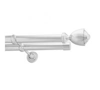 Double Metal Curtain Pole 25/25mm With Finials Rod Cassic Brackets Avanti 290cm Chrome