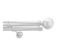 Double Metal Curtain Pole 25/25mm With Finials Rod Cassic Brackets Ball 230cm Chrome