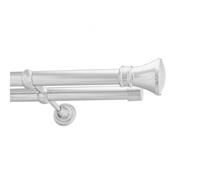 Double Metal Curtain Pole 25/25mm With Finials Rod Cassic Brackets Liberty 290cm Chrome