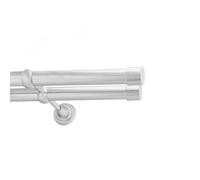 Double Metal Curtain Pole 25/25mm With Finials Rod Cassic Brackets Luna 350cm Chrome