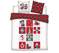 Double Mickey and Minnie Flannel Bedding Set, 100% Cotton, Duvet Cover 240 x 220 cm + 2 Pillowcases 65 x 65 cm