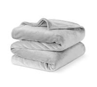 (DOUBLE, MISTY GREY) LIVIVO Soft Flannel Fleece Blanket - Warm Microfiber Throw