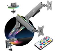 Double Monitor Gaming Mount Desk Holder RGB LED VESA 17" - 32" Adjustable Height
