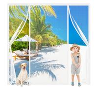 Double Mosquito Door Screen White 170x245cm Effective Protection While Allowing Excellent Airflow Throughout the Room Pet and Kid Friendly Hands-Free Entry