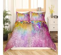 (Double, Multi 14) Homewish Flower Duvet Cover Set Romanic Spring Floral Bedding Set For Boys Girls Tie Dye Comforter Cover Abstract Weeds Blossoms Ivy Back Florets Shru