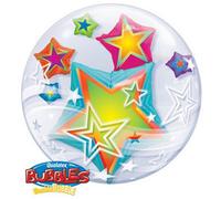 Double Multicolored Stars 24"/61Cm Bubble Balloon
