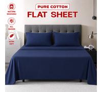 (Double, Navy Blue) 100% Egyptian Cotton Flat Sheet - Soft Hotel Quality Luxury Bed Sheet UK