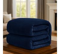 (Double, Navy Blue) ThicK Warm Super Soft Large Blanket Faux Fur Fleece Bed ALL Size UK