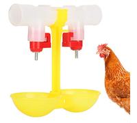 Double Nipple Chicken Cup Waterer, 10PCS Chicken Water Cups Automatic Chicken Water Feeder Chicken Water Nipples Cups with 2 Bowls Hanging Feeder (JwtheeWxs-12)