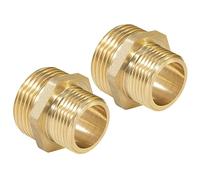 Double Nipple Reduced Brass 1 Inch to 3/4 Inch Hexagon Reducer Reducer Reducer Adapter Double-Sided Male Thread Rustproof Connection Nipple Suitable for Drinking Water (Pack of 2)