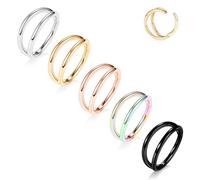 Double Nose Hoop Rings Surgical Steel Cartilage Jewellery 20G Septum Nose Rings for Single Piercing Helix Conch Hoop Daith Earrings 5pcs Seamless Clicker Rings Rook Tragus Lip Jewellery 9 mm